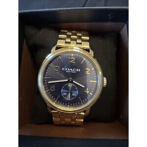 COACH Men's Harrison Gold-tone Bracelet Watch with Box & Papers